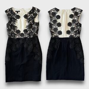 BLUE IVY SEXY LACE COLORBLOCK BODYCON DRESS WHITE BLACK SMALL 4